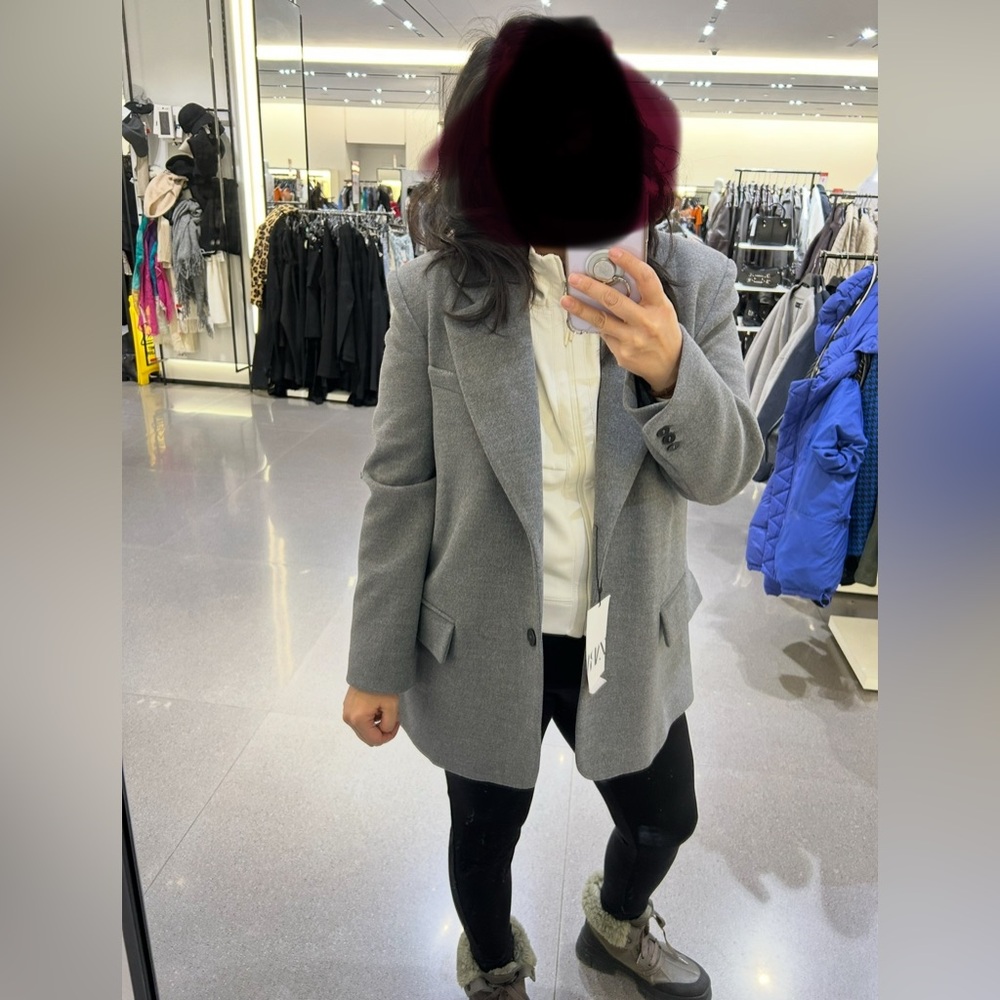 NWT grey Zara wool jacket blazer oversized fit - Picture 5 of 5